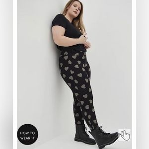 Full Length Signature Waist Premium Leggings hearts size 1 90s grunge punk goth